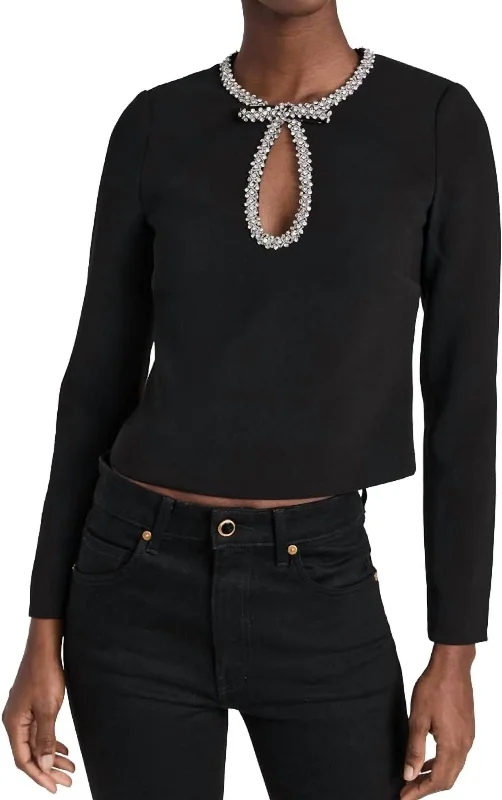 The Latest Fashion Trends Crepe Diamante Top In Black