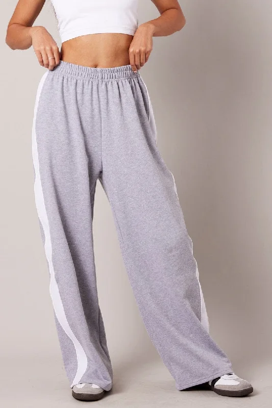 Clothing Brands Grey Track Pants Wide Leg Pants