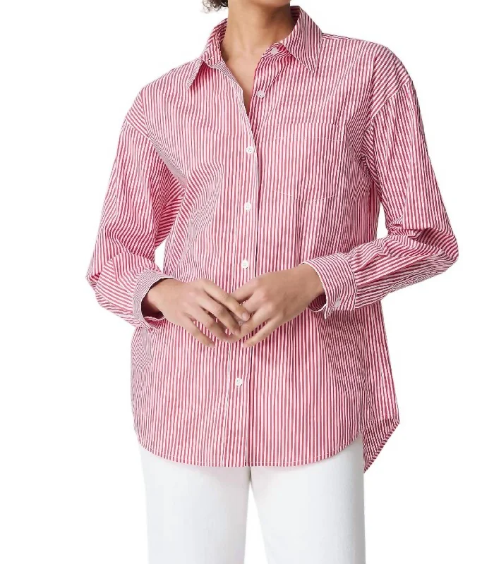 Chic Women's Clothing Online Joni Boyfriend Shirt In Redwht