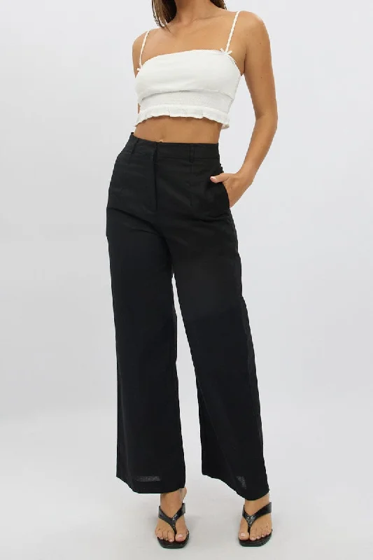 Evening Elegance Black Tailored Pants Wide Leg