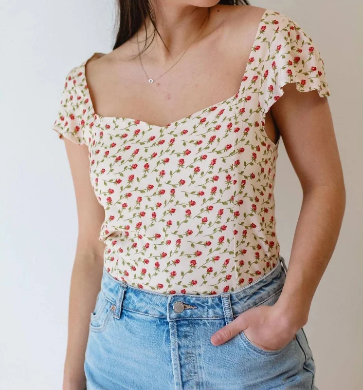 Stylish Loungewear for Women Mini Rose Top In Cream