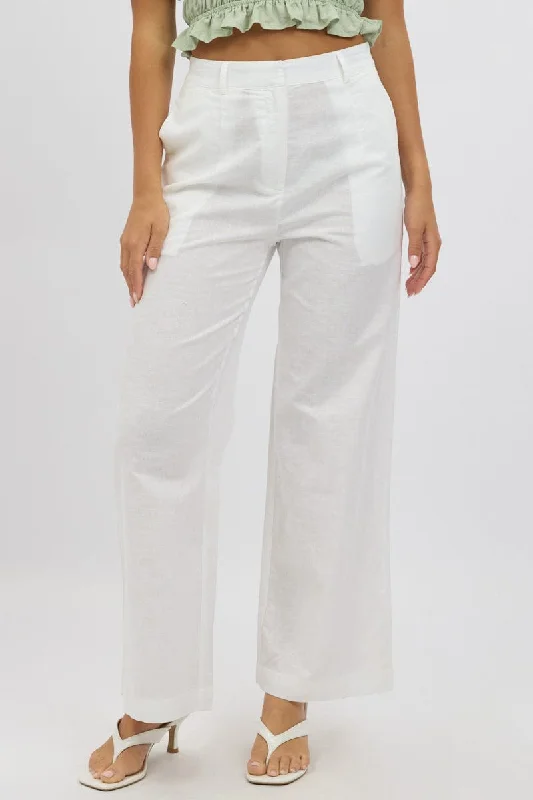 Latest Fashion White Tailored Pants Wide Leg