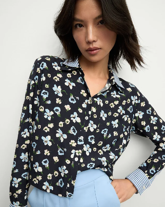 Unbeatable Prices Maia Floral Silk Double-Collar Shirt