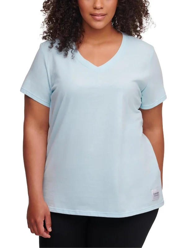 Chic Casual Style Plus Womens V-Neck Fitness Shirts & Tops