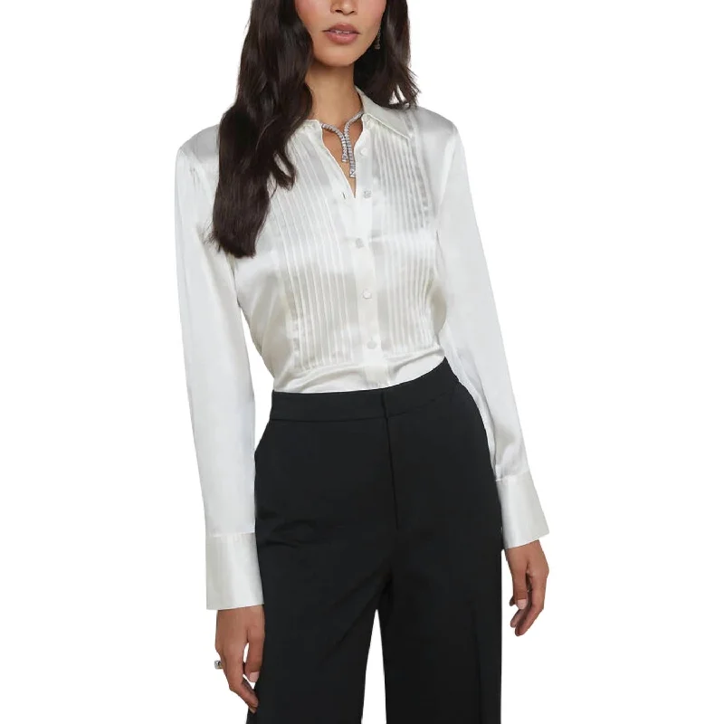 Final Sale Divya Pintuck Tux Shirt In White