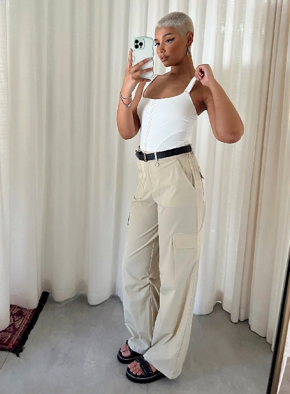 Evening Looks Pegley Nylon Cargo Pants Beige