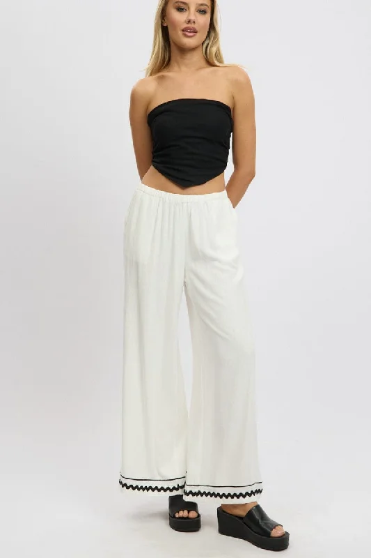 Fashion Sale White Wide Leg Pants High Rise