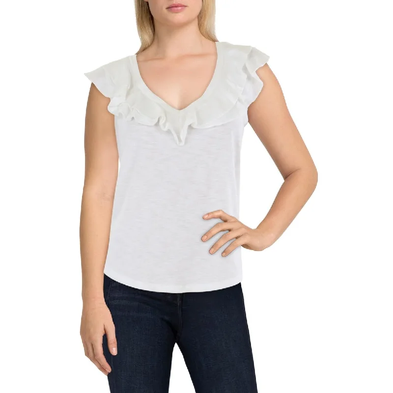 Trendy New Clothes Womens V Neck Slub Shell