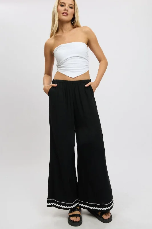 Stylish Savings Black Wide Leg Pants High Rise