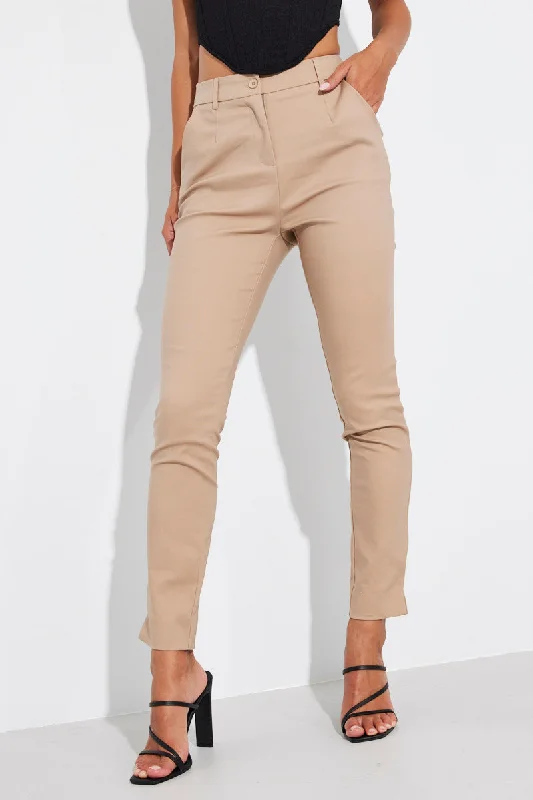 Online Boutique Clothing Brown Slim Pants Mid Rise Workwear