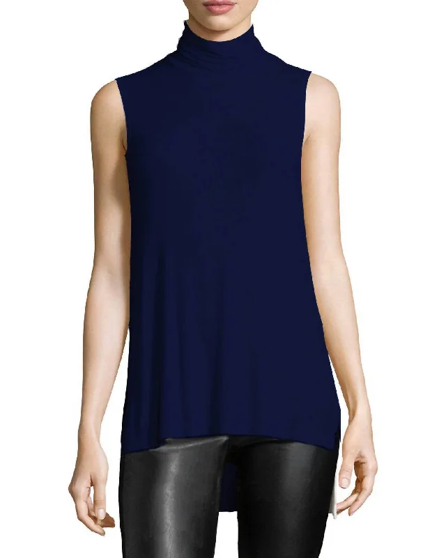 Snag Fabulous Fashion Bargains Turtleneck Rib Top In Blue