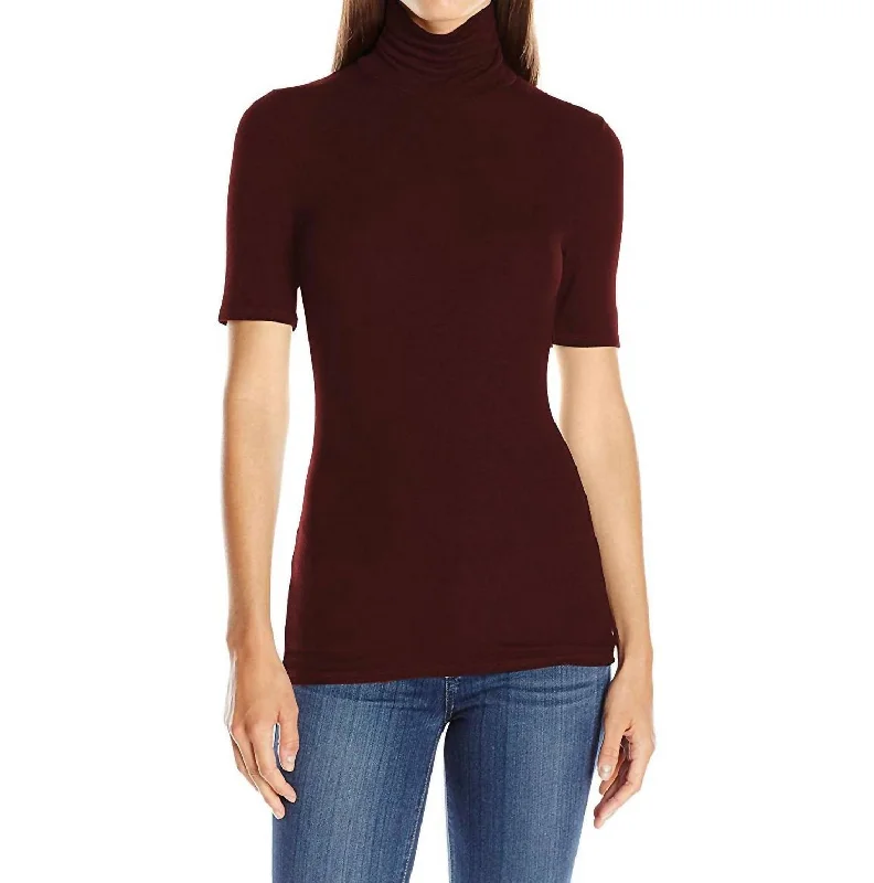 Comfort First Women's Wear Cleo Turtleneck Viscose Top Shirt In Bordeauxx