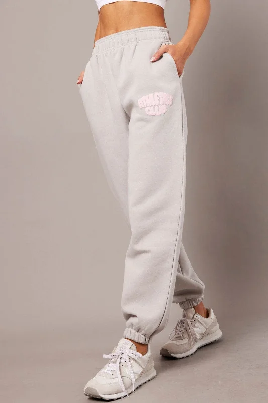 Embrace New Fashion Grey Track Pants High Rise