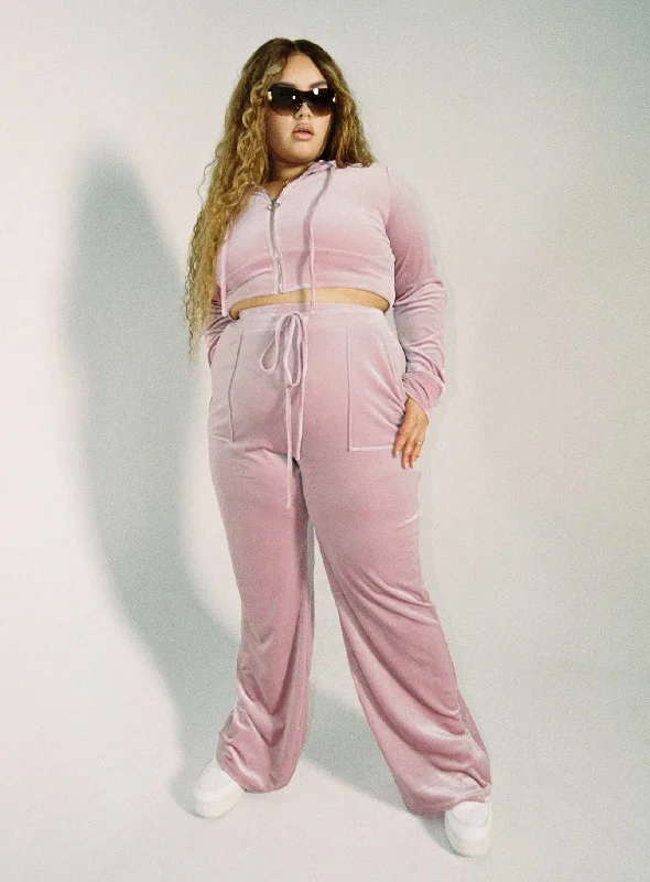 Summer Sale Velour Track Pant Pink Curve