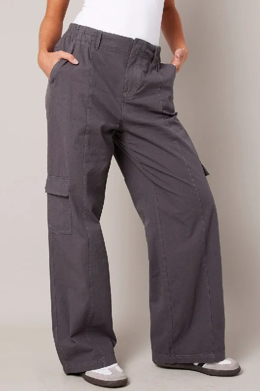 Holiday Gift Guide Sale Grey Cargo Pants Mid Rise