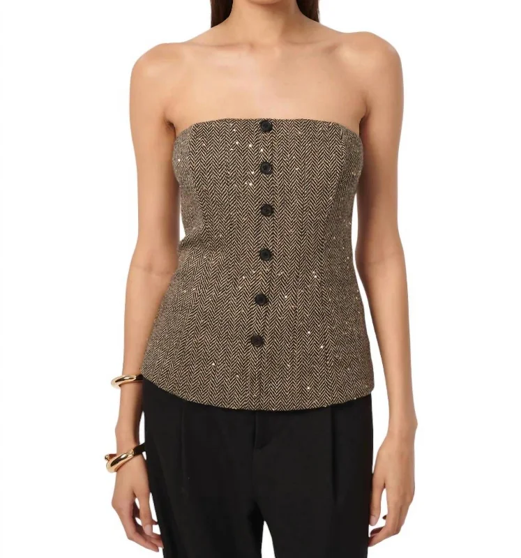 Luxury Women's Clothing Elliot Top In Black And Tan