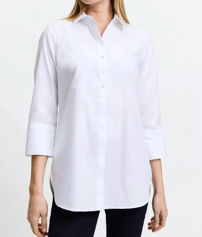 Women's Fashion Clothing Madison Essential Pinpoint No Iron Shirt In White