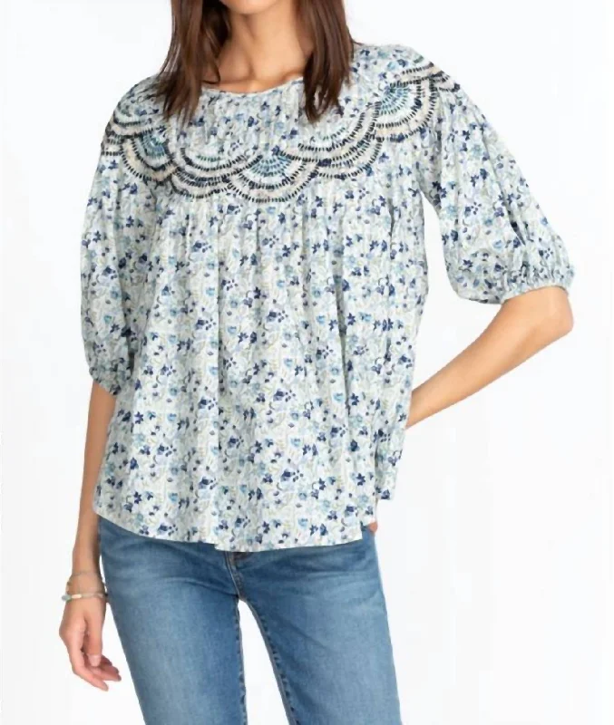 All Season Fashion Collection Floral Tatiana Top In Peasant