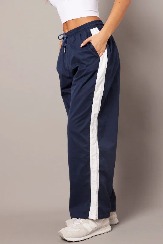 Affordable Online Boutique Blue Track Pants Wide Leg