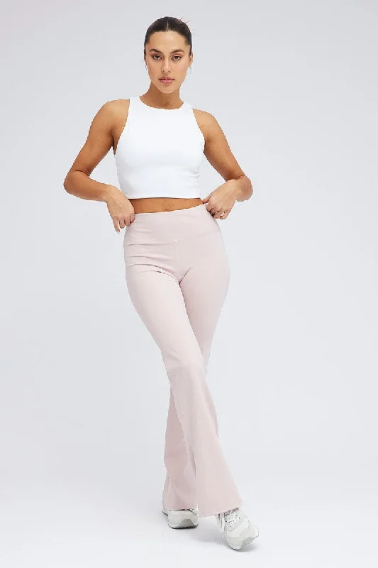 Clothing Store Beige Flare Leg Pants Legging