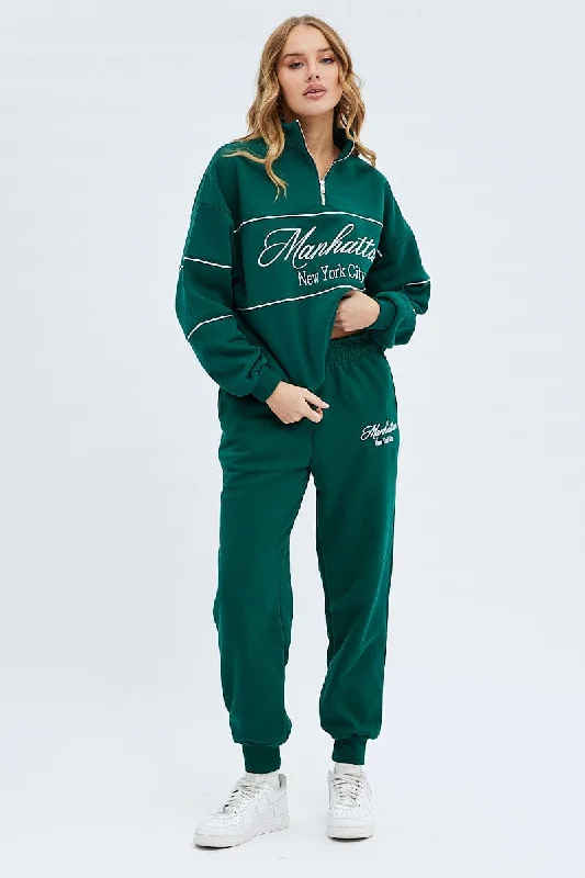 Special Offer For You Green Track Pants High Rise Jogger