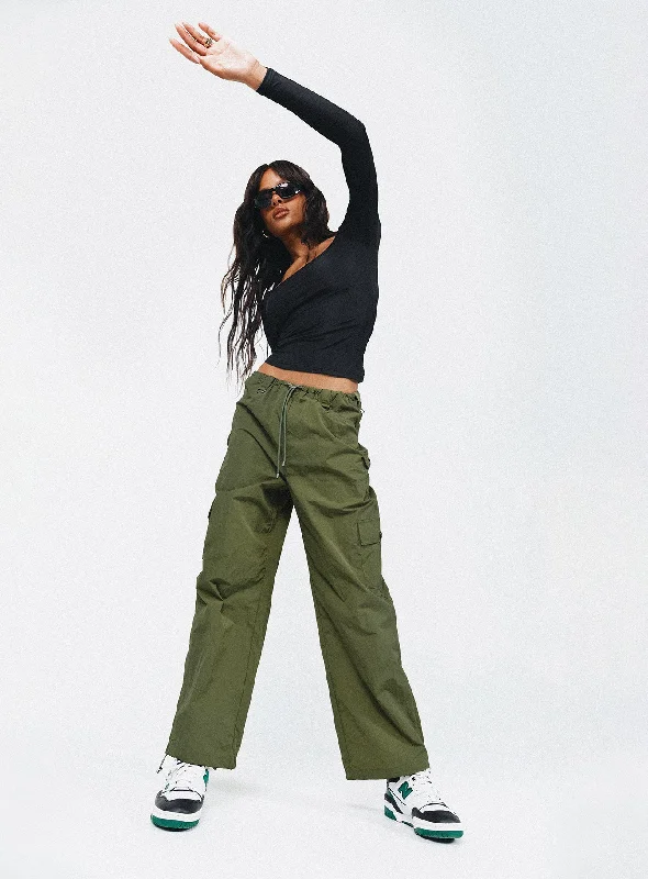 Clothes Of Woman Erave Parachute Pants Khaki