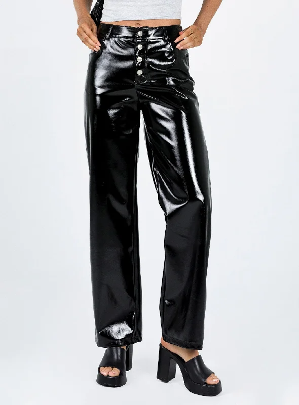 Trendsetter's Closet Renni Low Rise Vinyl Pants Black