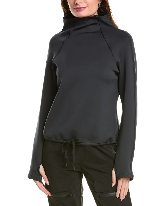 Chic Wardrobe SKEA Shine Zip Funnel Neck Top