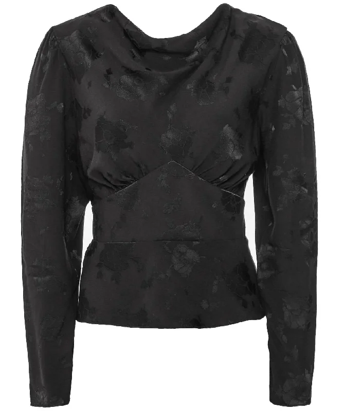 Explore What's New Ramona Floral Jacquard Top In Black