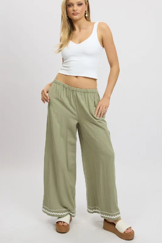 Chic & Cozy Apparel Green Wide Leg Pants High Rise