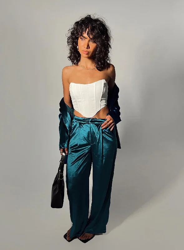 Boho Chic Fashion Lagoona Velvet Pants Blue