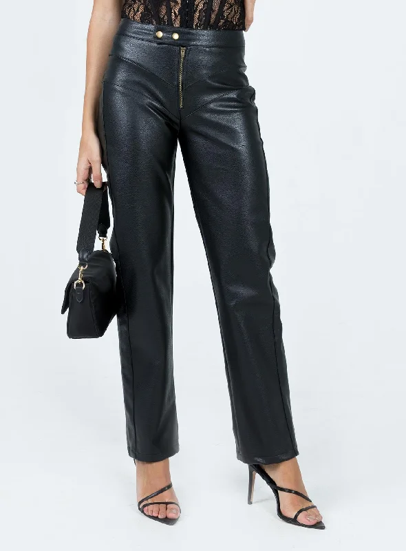 Clothes For Woman Clipper PU Pants Black