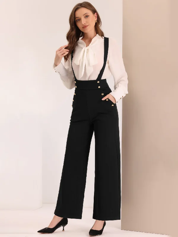 Clothes For Women Casual Office Adjustable Strap Wide Leg Suspenders Pants Jumpsuits