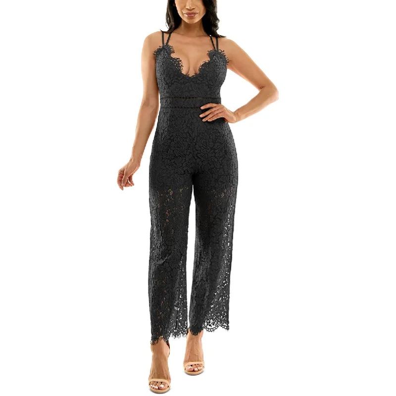 Comfortable Chic Bebe Womens Juniors Lace Straight Leg Jumpsuit