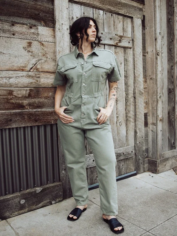 End of Season Sale Free People Marci Denim Jumpsuit - Washed Army