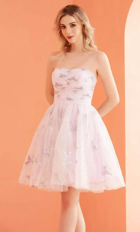 Best Online Boutiques For Women J'Adore Dresses J22075 - Strapless Tulle Ruching Short Dress