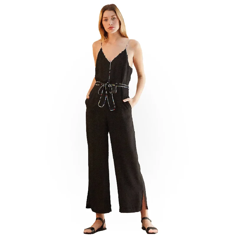 Hot Picks Women's Multi-color Binding Jumpsuit in Black