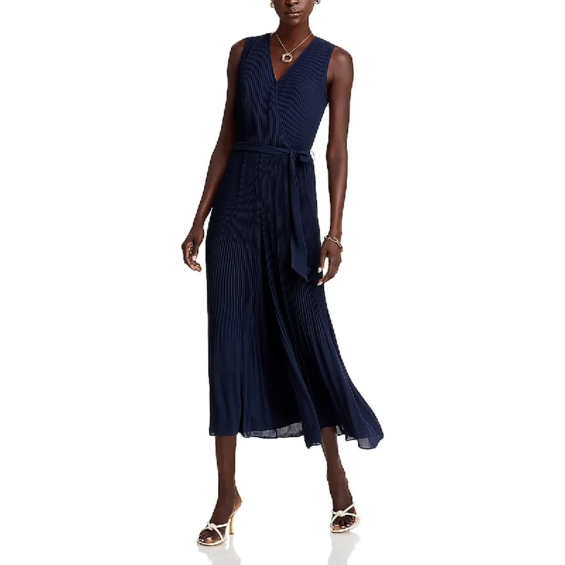 Effortless Everyday Wear T Tahari Womens Wide Leg Pleated Jumpsuit