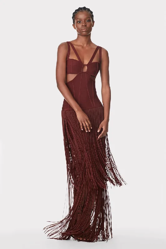 End Of Season Sale Stunning Allure Fringe Maxi Dress