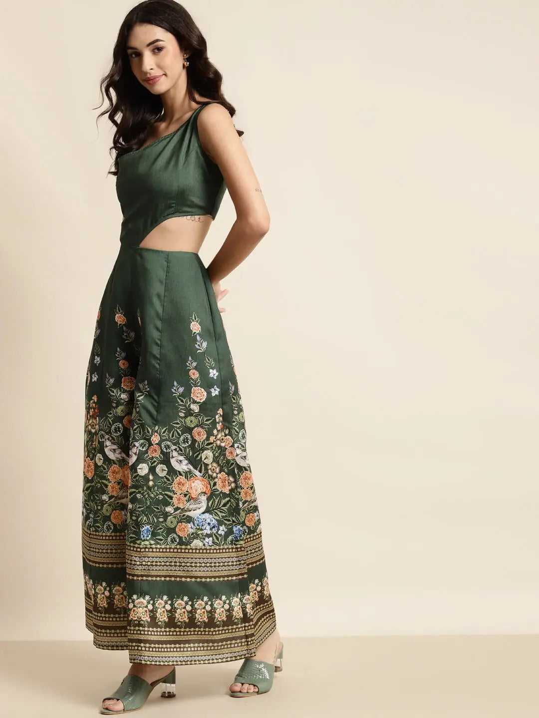 Affordable Online Boutique Women Printed Green Jumpsuits & Sets