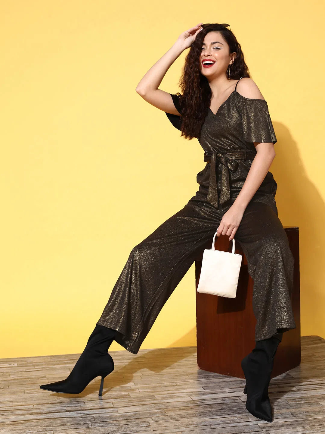 Online Boutiques Best Women Solid Standard Black Jumpsuits & Sets