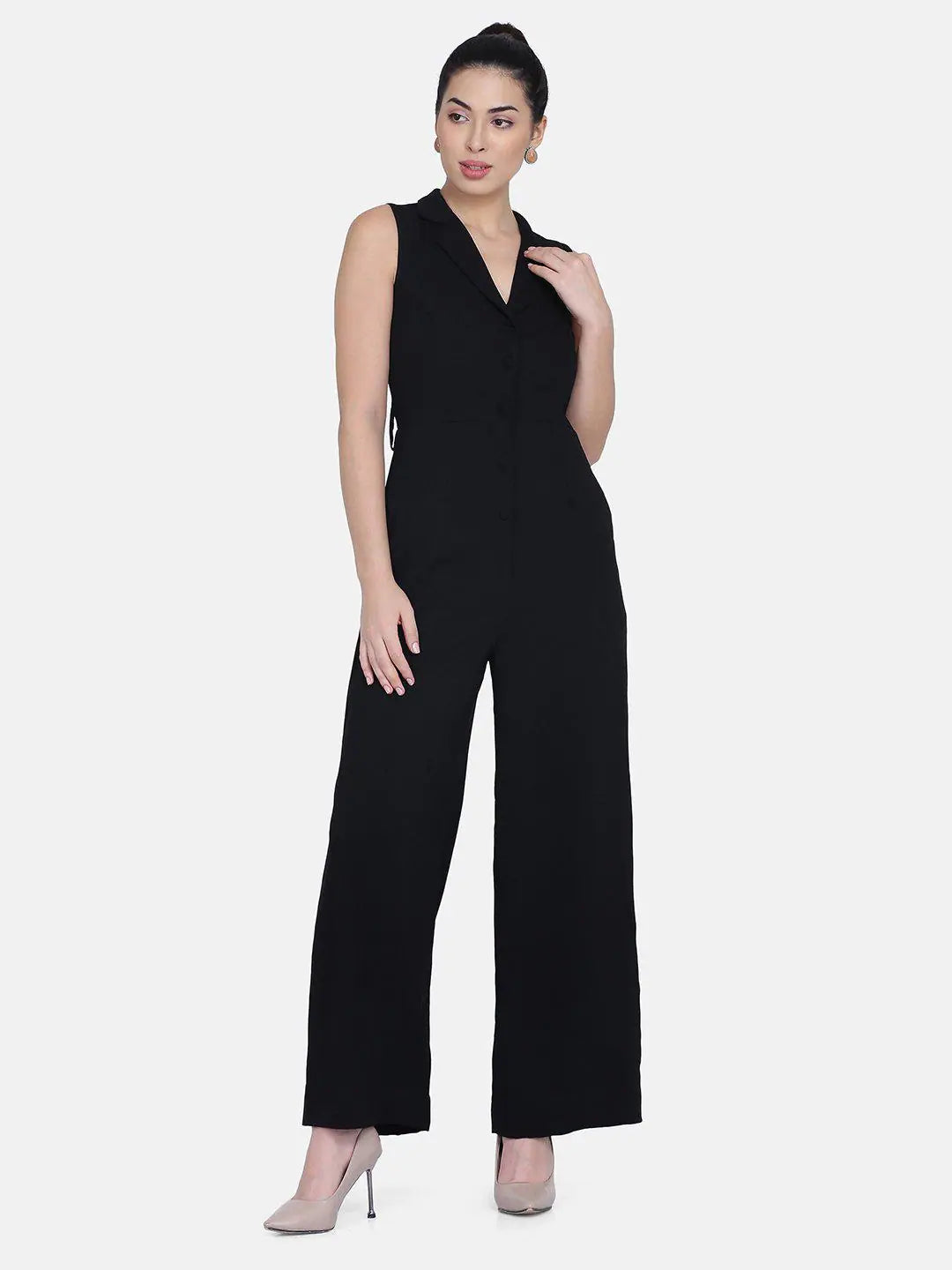 Women's Fashion Clothing Women Solid Standard Black Jumpsuits & Sets