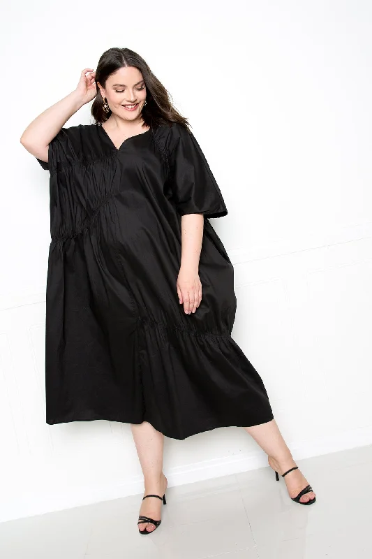 Women Fashion Voluminous Poplin Maxi Dress