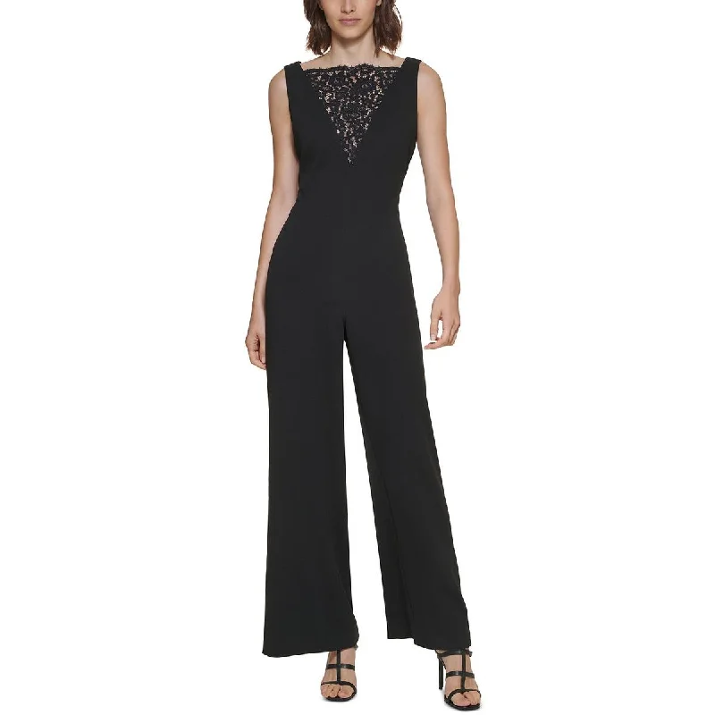 Trendsetting Threads Calvin Klein Womens Lace Inset Sleeveless Jumpsuit