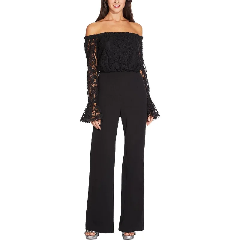 Hot Brand Discounts Adrianna Papell Womens Lace Inset  Jumpsuit