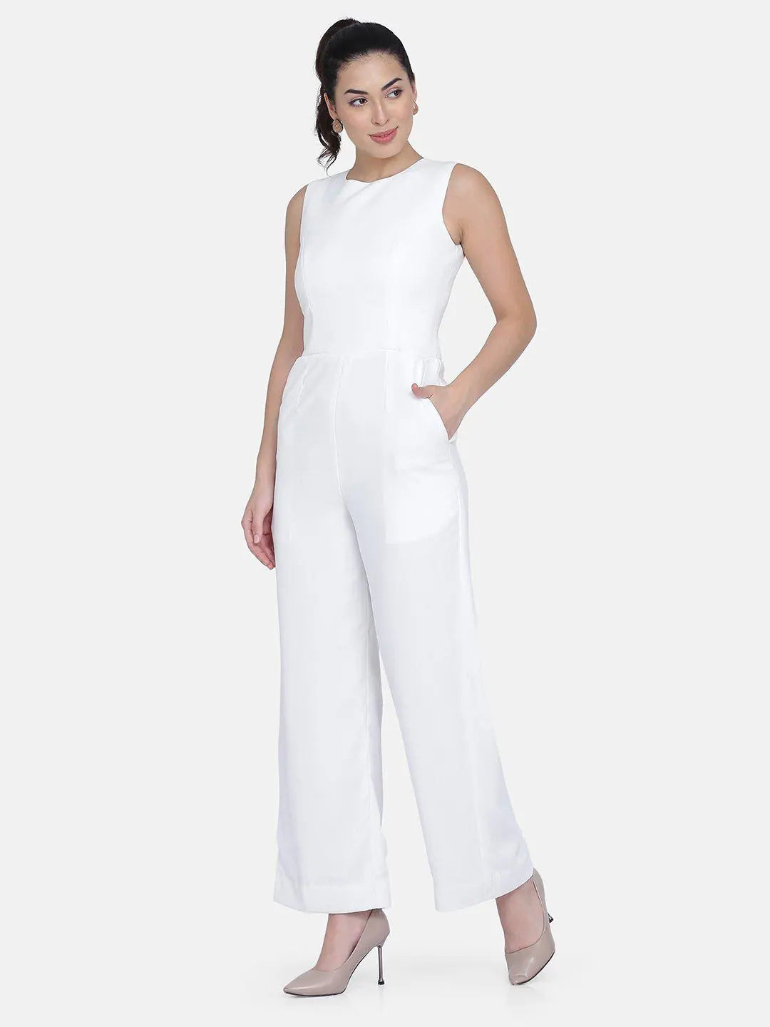 Women's Clothing Boutique Women Solid Standard White Jumpsuits & Sets