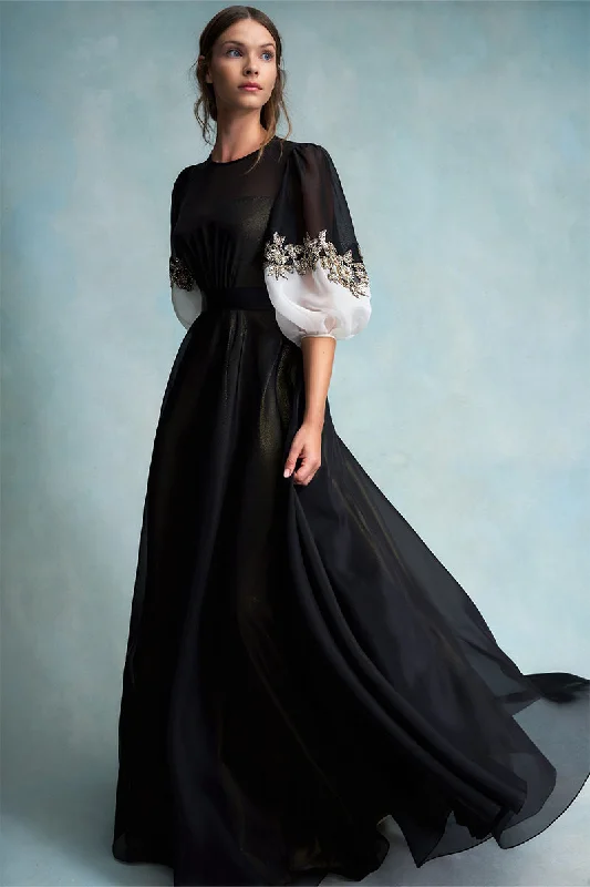 Elegant Styles Medeline Black Maxi Dress