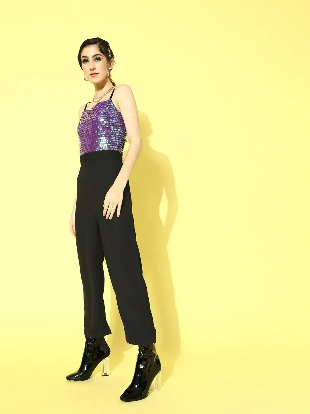 Clothing Store Women Solid Purple Jumpsuits & Sets