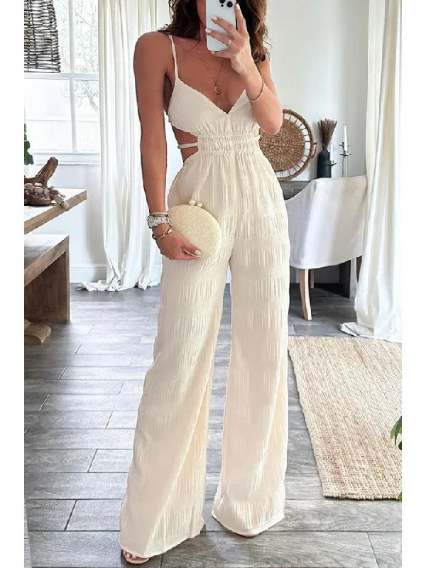 Comfortable Clothes Solid Color Backless Spaghetti Straps Jumpsuits