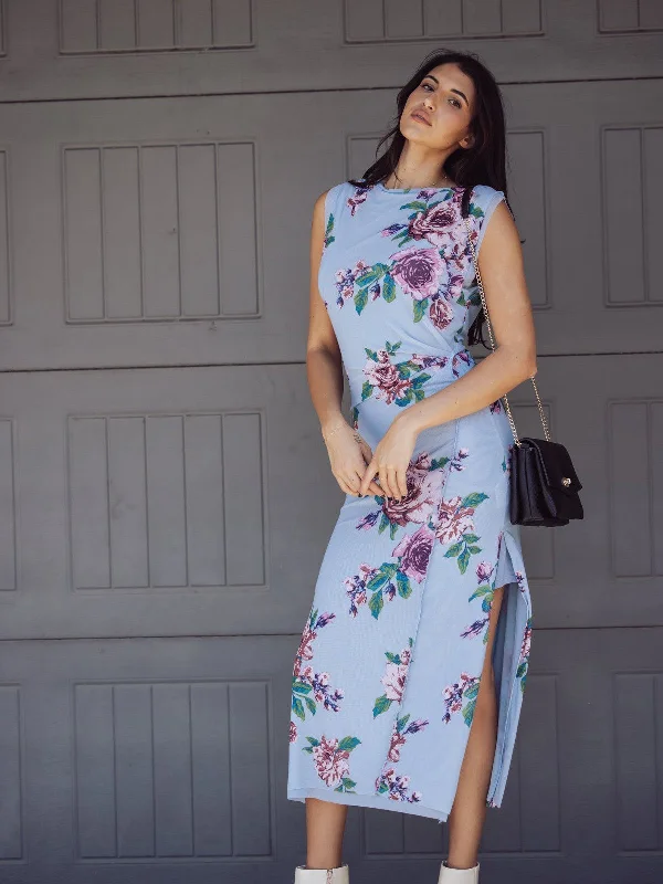 Weekend Sale Free People Carmel Midi Dress - Blue Floral